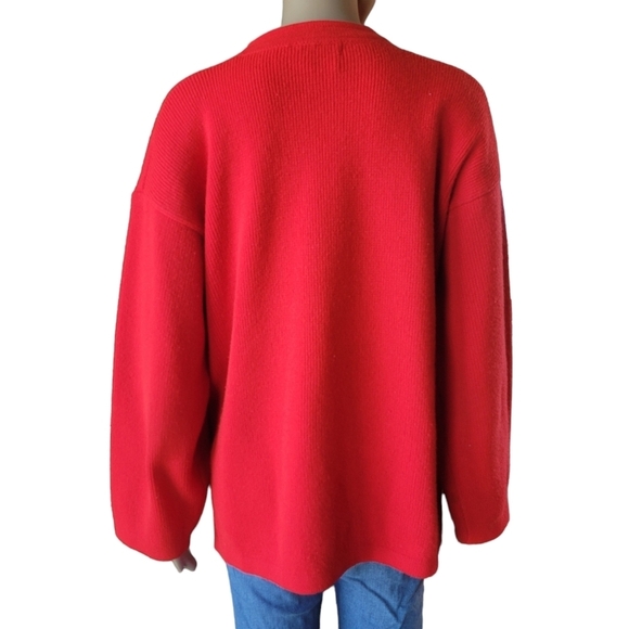 Vintage 90s Newcomer Red Classic Cardigan Sweater Women's Large Red - Picture 3 of 10